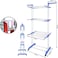 Cloth Drying Rack Carbon Steel Full Size Heavy Duty Double Pole 3 Layer Cloth Drying Stand, Laundry Rack Stand, Blue