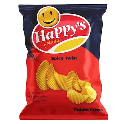 Happys Golden Spicy Twist Potato Crisps 125G