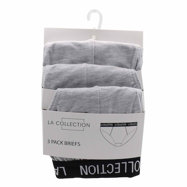 La Collection Solid Pattern Briefs For Men M 3 Pieces Grey Marl