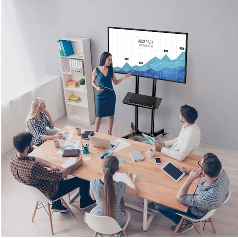 Mobile TV Cart, Rollable TV Stand For 32-70&quot; LCD LED OLED Flat Screen TV With Curved Screens up to 40kg, Height Adjustable, Portable TV Stand with Wheels