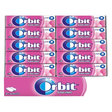 Orbit Bubblemint Gum 14g (10 Pieces) x Pack of 30
