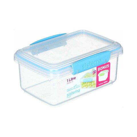 Sistema To Go Food Container - 1 Liter with Container 400ml - Clear