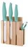 Ceramic Knife Set with Wood Knife Block Holder - UltraSharp Rust Proof 4 Piece Ceramic Chef Knife 6", Utility Knife 5", Paring Knife 4" &amp; Vegetable Peeler with Turquoise Ergonomic Handled