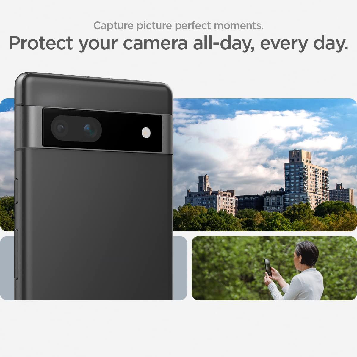Spigen Glastr Ez Fit Optik Camera Lens Screen Protector Designed For Google Pixel 7A [Case Friendly] - Black - [2 Pack]