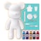 DIY CREATE YOUR OWN UNIQUE ACRYLIC FLUID POURING PAINT MONEY SAVING BEAR (13 inch - 33 cm) COMPLETE SET, Colors: Light-Blue, Dark-Purple, Gold, Black, Rose-Red, Fun Creative Gift