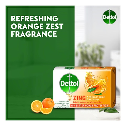 Dettol Zing Antibacterial Bar Soap Orange 120g Pack of 4