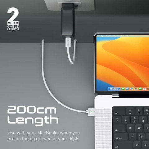 كابل شحن USB-C إلى MagSafe 3 بقوة شد عالية 140 وات لجهاز MacBook