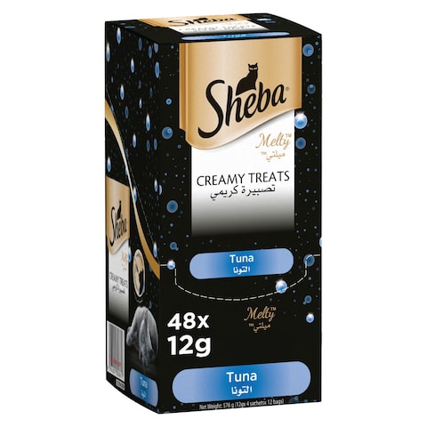 Buy Sheba Cat Food Melty Tuna Flavor Creamy Treats, 12g Pouches (Pack of 48) in UAE