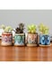 Generic 4 Pcs Succulent Plant Pots Small Modern Ceramic Indoor Planter With Bamboo Tray For Cactus Herbs Home Design 3 (Plants Not Included)