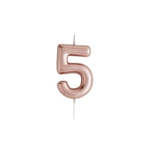 Rose Gold Number  &#39;5&#39; Candle