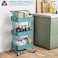 3-Tier Rolling Utility Carts Trolley Storage Cart with Handle Multifunctional Organization Cart with Brake Caster Wheels Kitchen Shelf Multifunctional Storage Rack with Net Basket Mass (Green)