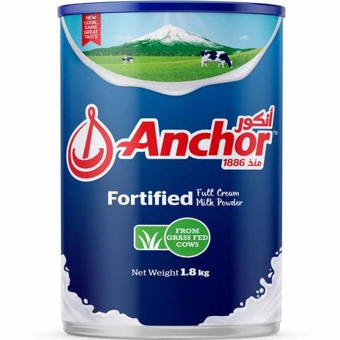 Anchor Fortified Full Cream Milk Powder From Grass Fed Cows 1.8 Kg (Tin)