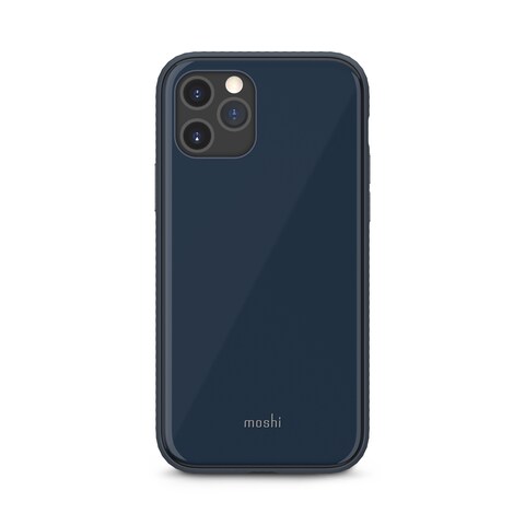 Moshi iGLAZE Apple iPhone 12 Pro Max Case - Slim HardShell Cover, Drop Protection, Durable Hybrid Construction w/ Snapto System, Wireless Pass-Through Charging Compatible - Blue
