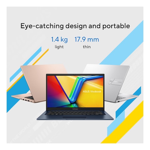 ASUS Vivobook 14 X1404VA-EB214W, Intel Core i7-1355U, 8GB RAM, 512GB SSD, 14-inch, Windows 11 Home, Quiet Blue, English/Arabic