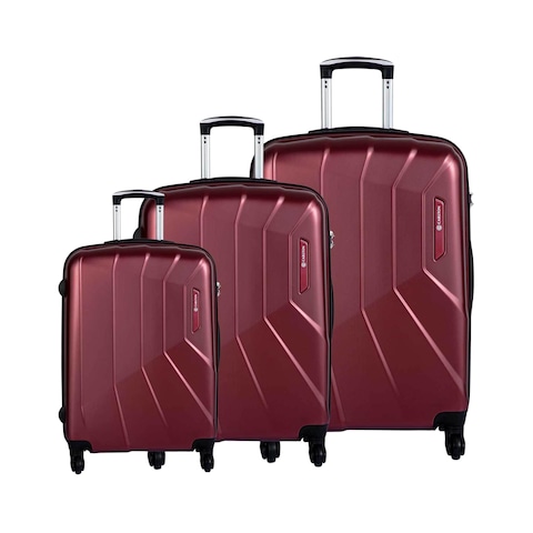 Carlton Paddington 4 Wheel Hard Casing Luggage Trolley Pack of 3 55cm+68cm+80cm Red