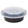 50pcs -Round Disposable Food Container - Black Base With Clear Lid -16oz