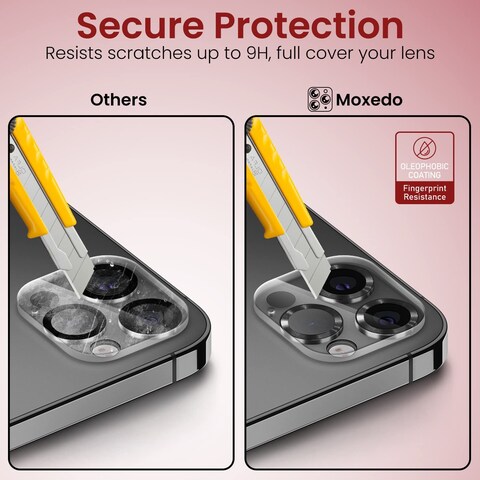 Moxedo Camera Lens Protector, 9H Tempered Glass, Scratch Resistant Aluminum Alloy Frame Camera Cover Screen Protector Compatible for iPhone 12 Pro Max 6.7 inch (EERIE BLACK)