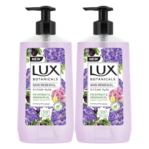 Buy Lux Botanicals Perfumed Hand Soap With Fig Extract And Geranium Oil Purple 250ml Pack of 2 in UAE