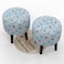 Wooden Twist Harlequin Puffy Ottoman Stool For Living Room ( Set of 2 )
