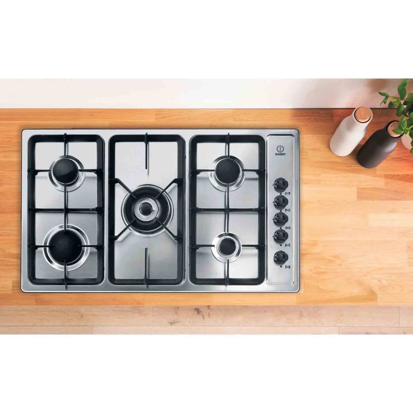 Indesit 5 Burner Gas Built-in Hob PIM-950ASTGHEX Silver 90cm