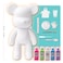 DIY CREATE YOUR OWN UNIQUE ACRYLIC FLUID POURING PAINT MONEY SAVING BEAR (13 inch - 33 cm) COMPLETE SET, Colors: Fluorescent-Pink, Mint-Green, White, Light-Blue, Light-Purple, Fun Creative Gift
