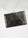 Lowha Decorative Acrylic Serving Tray With Gold Metal Handles And Emperador Marble Design 20x30 cm
