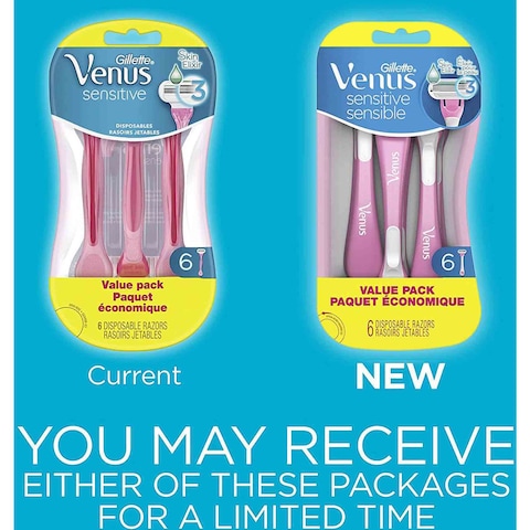 Gillette Venus Sensitive Skin Disposable Razor Pink 3 PCS