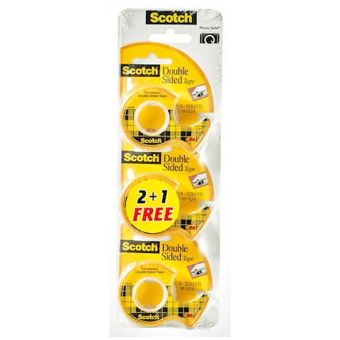 3M Scotch Double Sided Tape with Dispenser Yellow 3 PCS