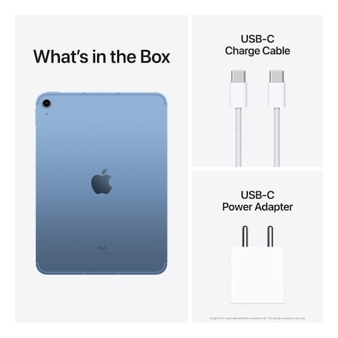 Apple iPad (10th Generation) Tablet, 256GB, Blue 10.9-Inch, 12 MP Camera, Liquid Retina Display, Wi-Fi and 5G