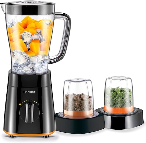 Kenwood Blender Smoothie Maker 500W 1.5L With Grinder Mill, Chopper Mill, Ice Crush Function BLP15.360BK, Black