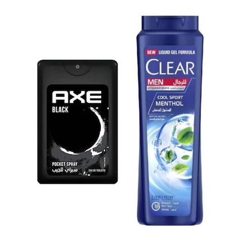 Clear Deep Clean Anti Dandruff Shampoo - 600 ml + Axe Black Pocket Spray - 17 ml