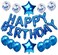 Blue Happy Birthday Balloons Decoration Set with Foil Letter Balloons Banner, 6 Latex Balloons, 2 Star Balloons, 4 Confetti Balloons for Indoor &amp; Outdoor Birthday Party Decorations and Supplies