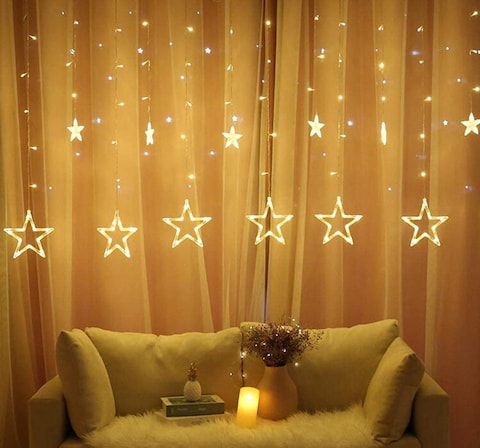 Doreen 2.5M LED String Lights Fairy Five Pointed Star Shape Curtain Lights Ramadan Gift,Warm White, 220V