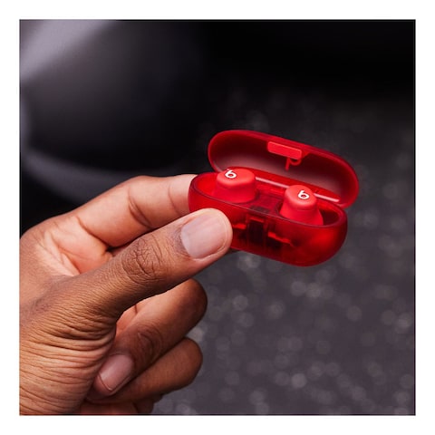 Beats Solo Buds Truly Wireless Bluetooth In-Ear Earbuds with Charging Case Transparent Red