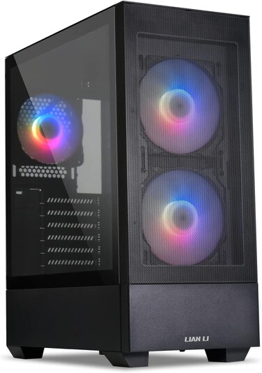 Lian Li High Airflow ATX PC Case, RGB Gaming Computer Case, Mesh Front Panel Mid-Tower Chassis W/ 3 ARGB PWM Fans Pre-Installed, USB Type-C Port, Tempered Glass Side Panel (LANCOOL 205 Mesh C, Black)