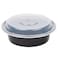 25pcs -Round Disposable Food Container - Black Base With Clear Lid -16oz