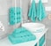 Towel Set Luxury Hotel Quality 600 GSM 100% Genuine Combed Cotton, Super Soft &amp; Absorbent Family Bath Towels 6 Piece Set - 2 Bath Towels, 2 Hand Towels, 2 Washcloths - Turquoise Blue