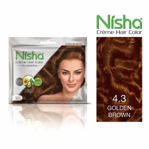 Nisha Creme Hair Colour 4.3 Golden Brown 40ml
