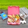 Eazy Kids 6 &amp; 4 Convertible Bento Lunch Box  w/ Sandwich Cutter Set-Flamingo Pink