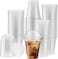 Lavish 50Pcs/Set 350ml Plastic Cups With Dome Lids For Iced Cold Drink Coffee Tea Smoothies Sodas Water Party Disposable Cup Tableware