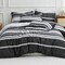 Luna Home Queen Size 6 Pieces, Black Stripe Design Bedding Set