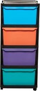 Cosmoplast 4 Tiers Multipurpose Storage Cabinet With Wheels, Black Mix Drawers