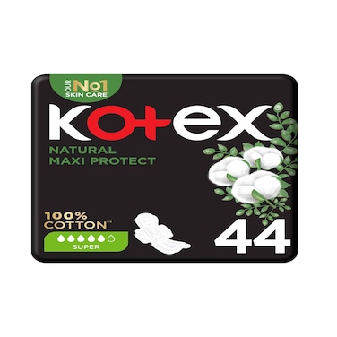 كوتكس ناتشورال ماكسي بروتكت 100% قطن سوبر 44 وسادة