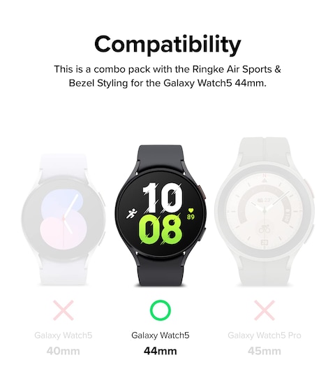 Ringke  - Samsung Galaxy Watch 5 44mm -  Air Sports+Bezel Combo Pack-  Black + 44-11