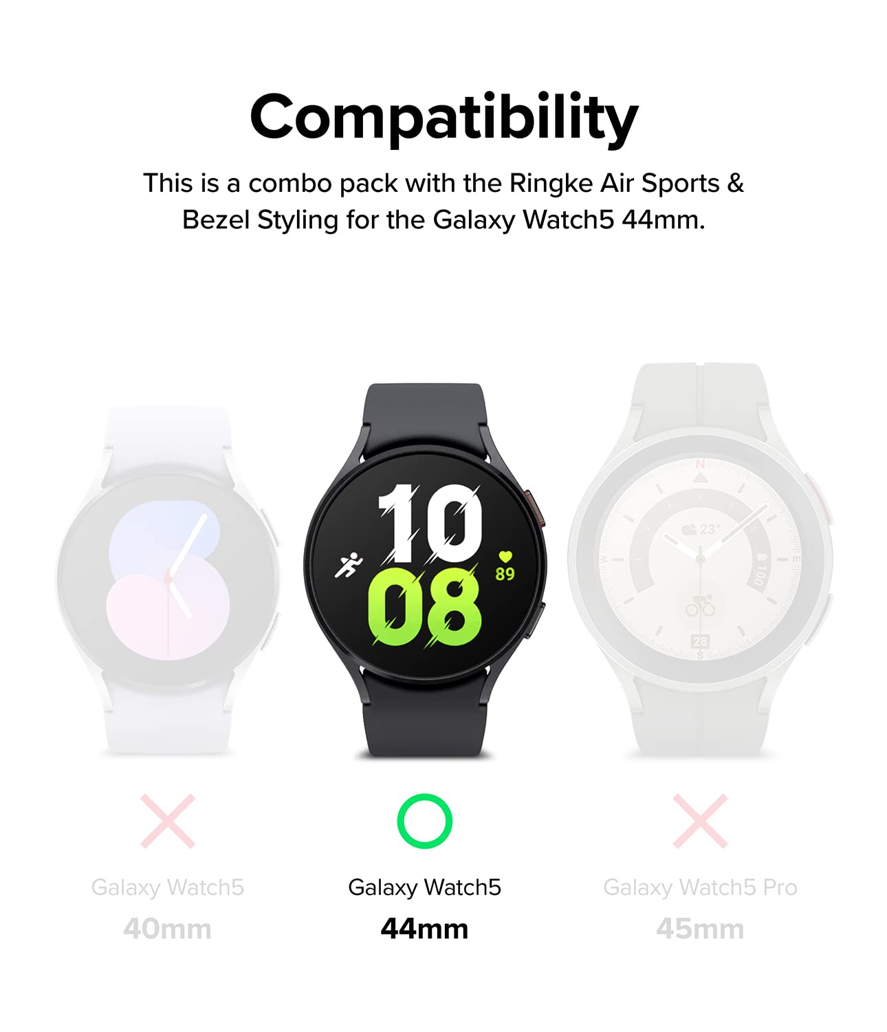 Ringke  - Samsung Galaxy Watch 5 44mm -  Air Sports+Bezel Combo Pack-  Black + 44-11