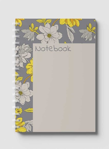 Lowha Spiral Notebook With 60 Sheets And Hard Paper Covers With Abstract Floral Vector Design, For Jotting Notes And Reminders, For Work, University, School