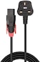 DOT UK Plug to Easy Pull Locking C13 Mains Power Cable, Black -3M