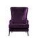 إن هاوس كرسي ملكي بظهرية مجنحة وذراعين منجد بالمخمل - بنفسجي غامق - E7