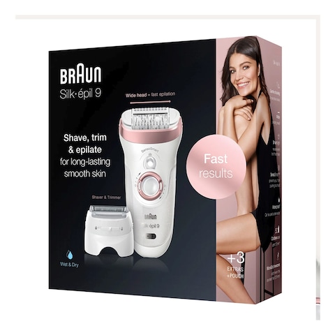 Braun Silk-&Eacute;pil 9 Epilator With 4 Extra Shaver Heads 9720 White
