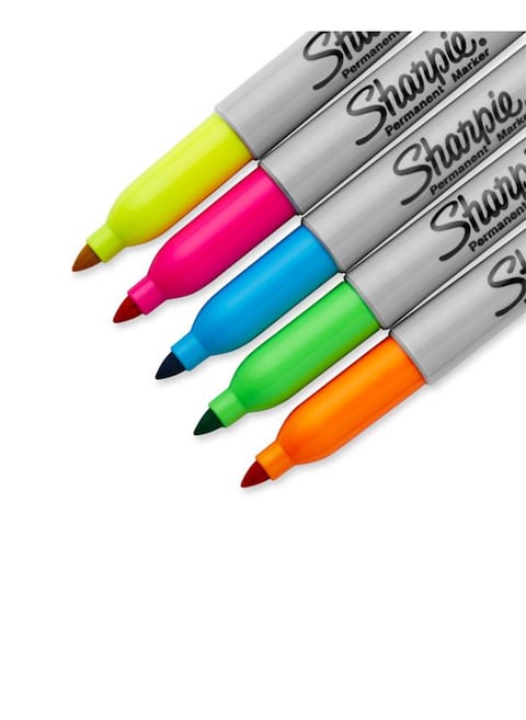Sharpie Permanent Markers Neon Fine Point Pack of 5